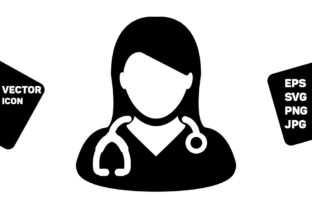 Medical Icon Vector Female Doctor Person: Graphics & Icons