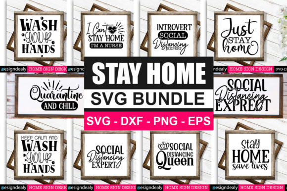 Stay Home Bundle: Graphics for Crafts & Branding